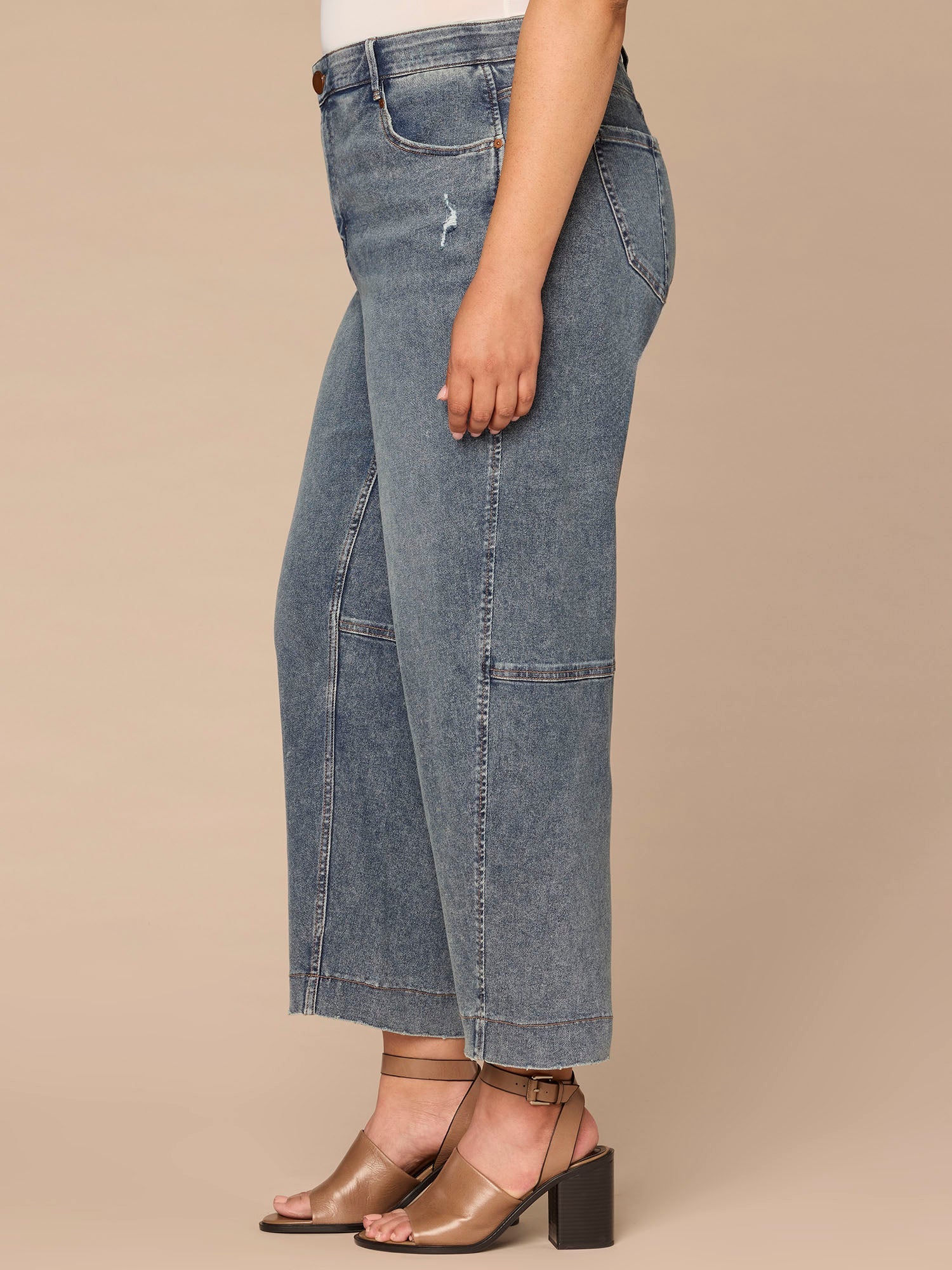 "Ab"solution® Skyrise Uneven Yoke Relaxed Barrel Leg Plus Size Jeans
