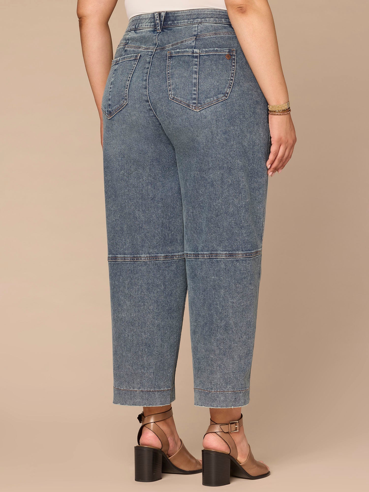 "Ab"solution® Skyrise Uneven Yoke Relaxed Barrel Leg Plus Size Jeans