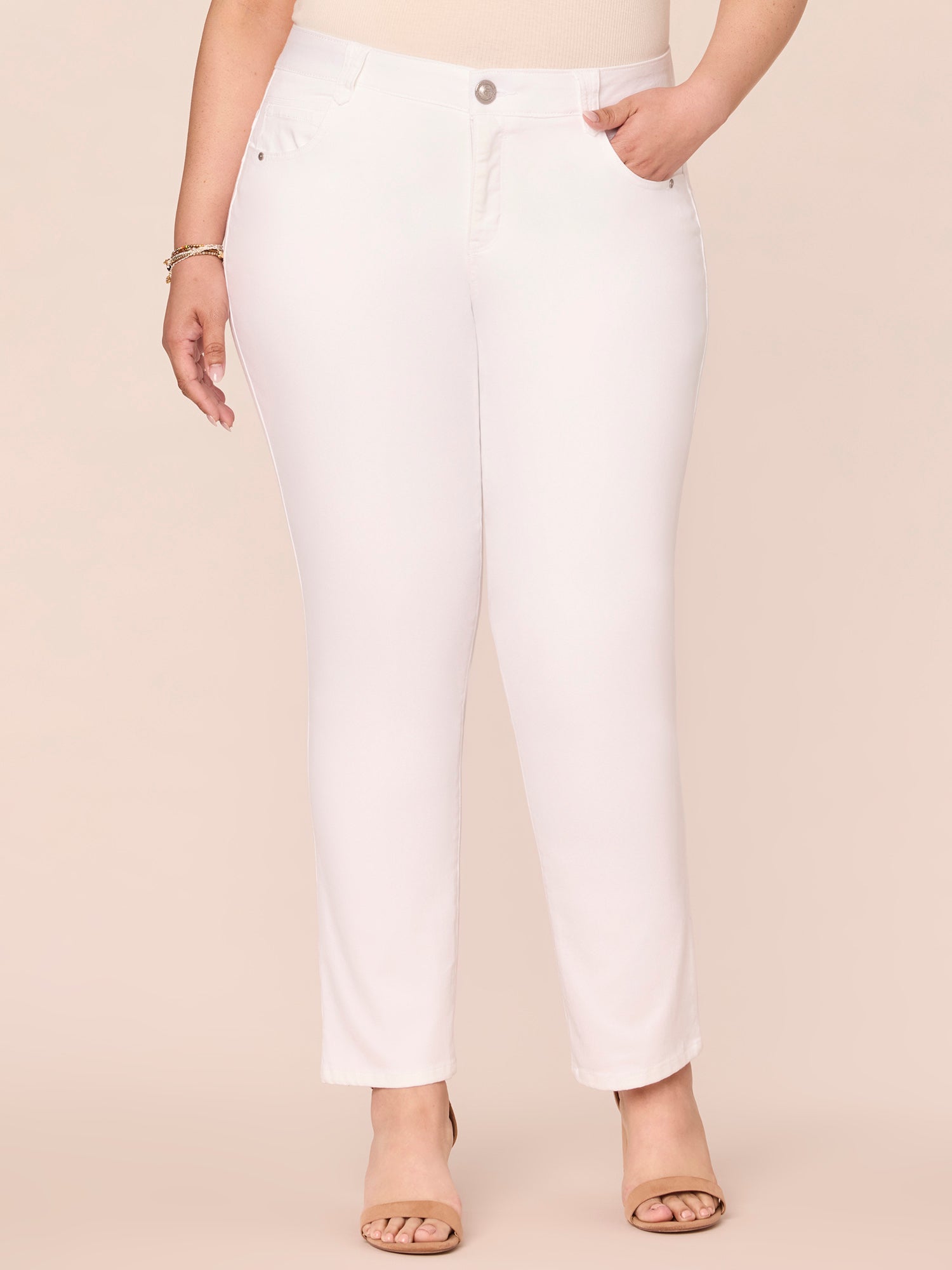 "Ab"solution® Optic White Plus Straight Leg Jeans