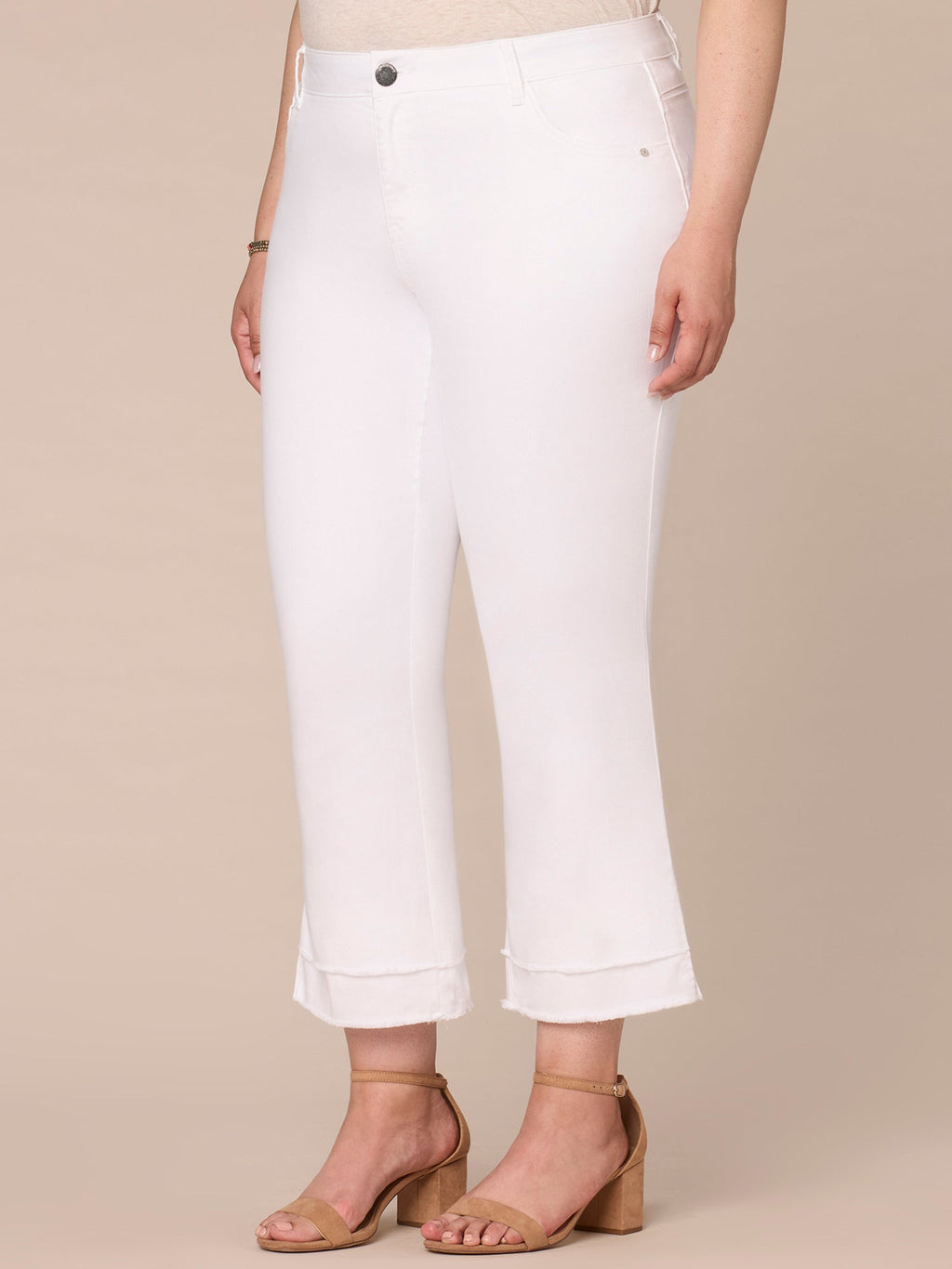 "Ab"solution Mid-Rise Flare Plus Size Jeans with Double Layer Fray Hem