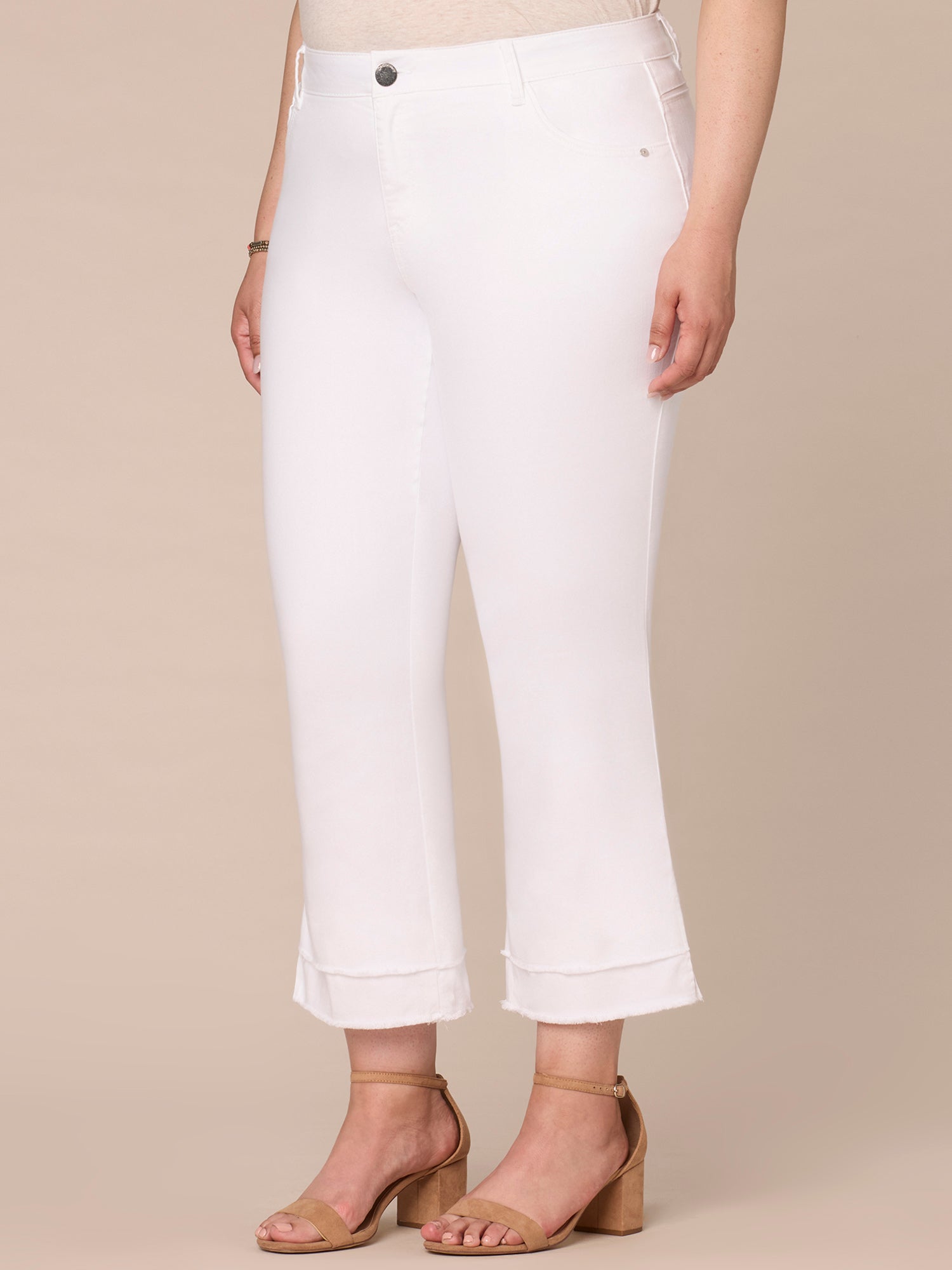 "Ab"solution Mid-Rise Flare Plus Size Jeans with Double Layer Fray Hem
