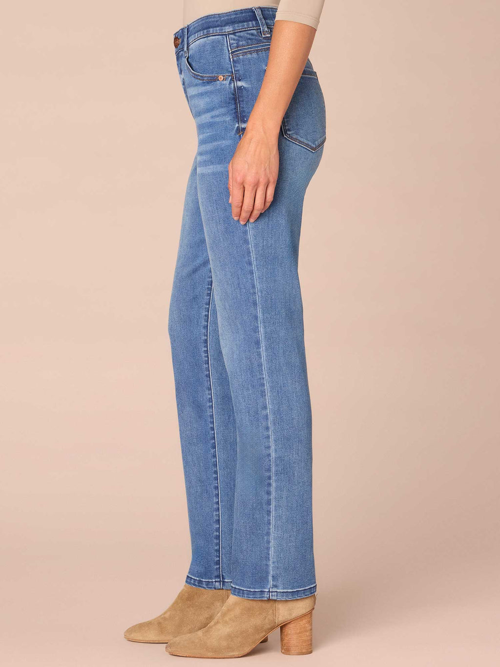 "Ab"solution® High Rise Straight Leg Plus Size Jeans in Mid Blue
